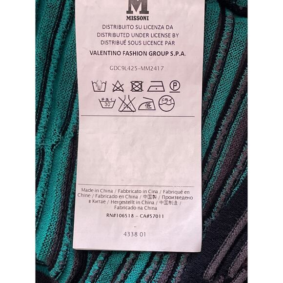 Missoni Black Gray Green Crew Neck Sleeveless Striped Knit Top Size 6 - Picture 10 of 12